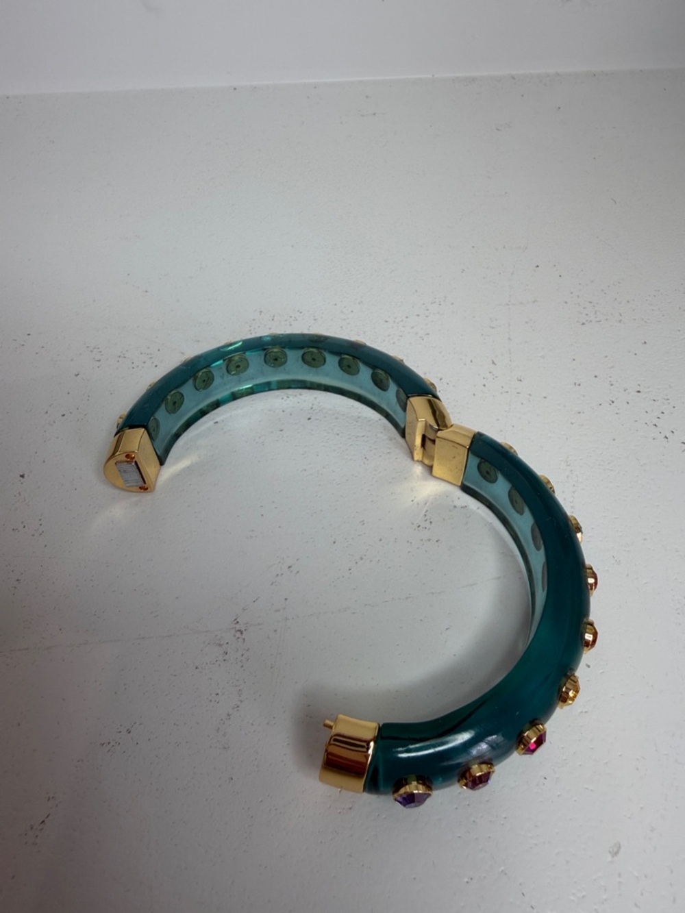 Kurt Geiger Teal Crystal-Embellished Resin Bangle Bracelet - Picture 3 of 4